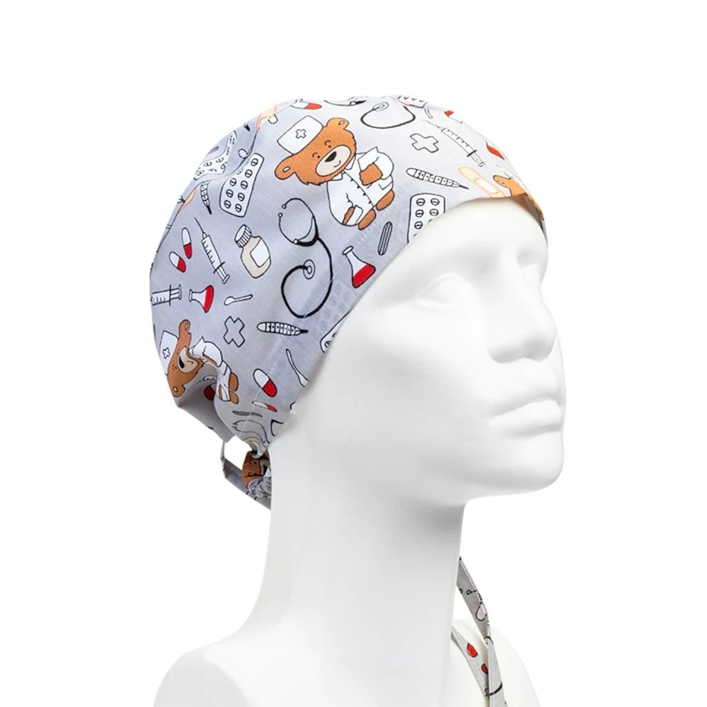 Desenli Pamuklu Kumaş Medikal Bone Hemşire Bonesi