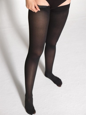 Varimed Pamuklu Uyluk Kasık Boyu Siyah Renk Varis Çorabı Açık ve Kapalı Burun