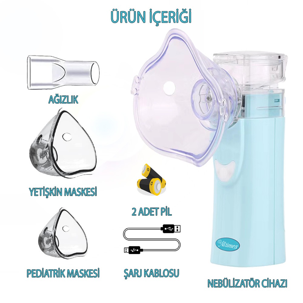 Alltimes El tipi Sessiz Pilli Mesh Nebülizatör Taşınabilir