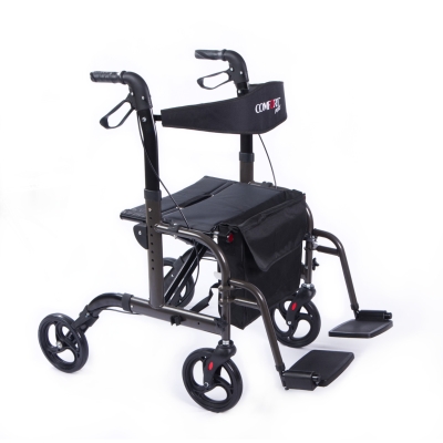 Comfort Plus DM-9124 Lüx Ayak Pedallı Alüminyum Rolatör Yürüteç (Hem Rolatör Hem Tekerlekli Sandalye)