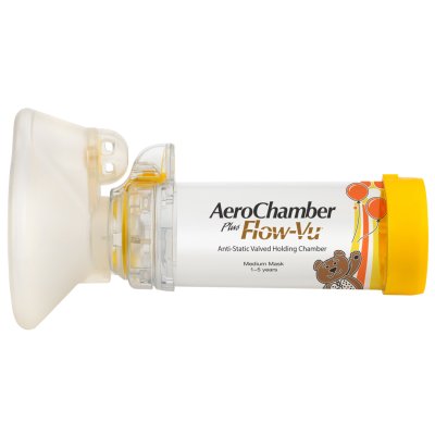 AEROCHAMBER PLUS® FLOW-VU® Chamber (Sarı, Çocuklar için 1-5 Yaş) - (Yellow, For Children 1–5 Years)