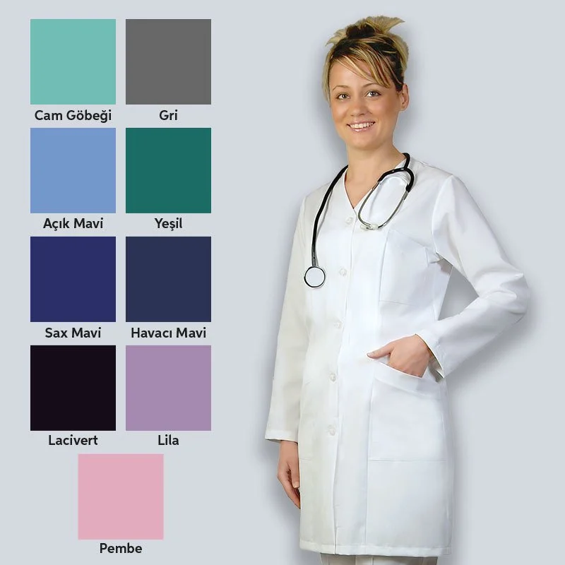 Prodexy Klasik Yaka Orta Boy Kadın Önlük Doktor Önlüğü Hemşire Önlüğü Öğretmen Eczacı Önlüğü